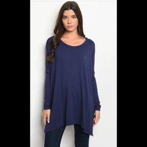 Womens navy crew neck long sleeve tunic size M
